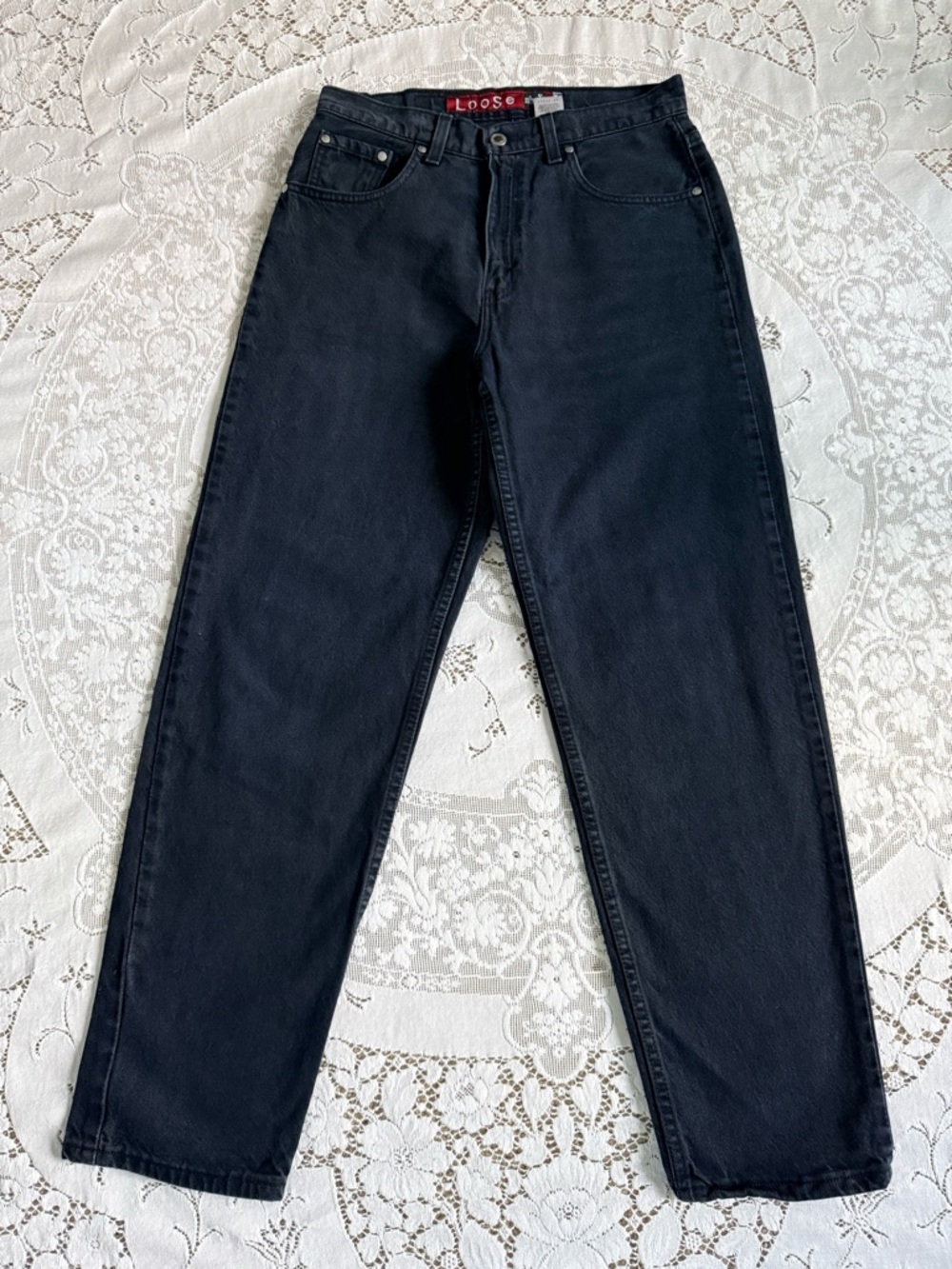 90s Levi’s SilverTab Loose Black Jeans Cotton Made USA Juniors Sz 9/10 Vintage